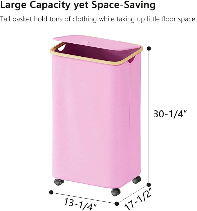 SUOCO Laundry Hamper on Wheels 100L, Clothes Basket