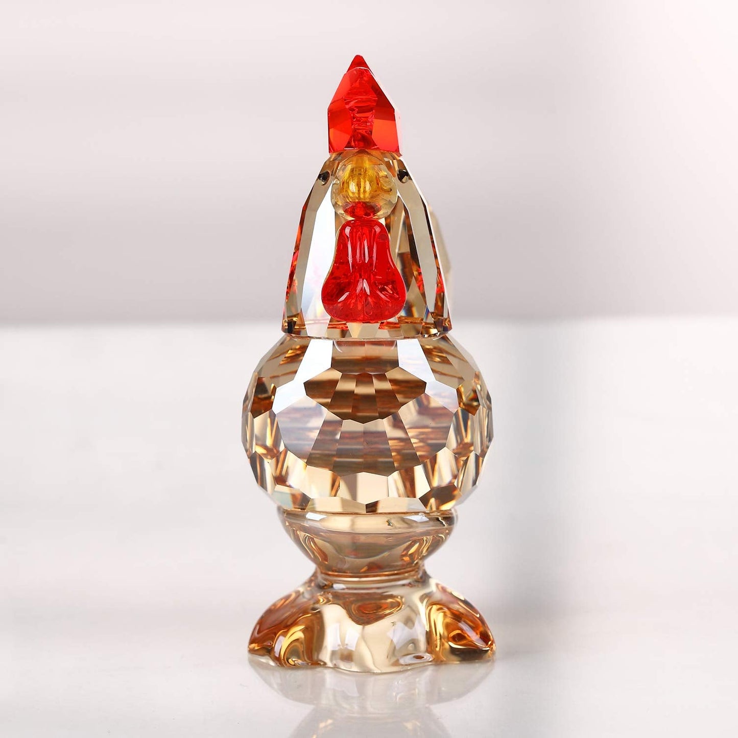 Crystal Rooster Animal Collectible Cute Figurine Ornament Gifts Home Decor (Gold)