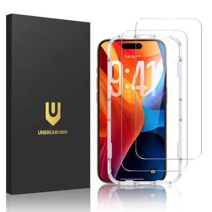 UNBREAKcable 2-Pack Screen Protector for iPhone 16e/13/13 Pro/14, Double Shatterproof Tempered Glass [Easy Installation] [9H Hardness] [99.99% HD] [Case Friendly] for Apple 13 Pro/13/14/16e 6.1 inch