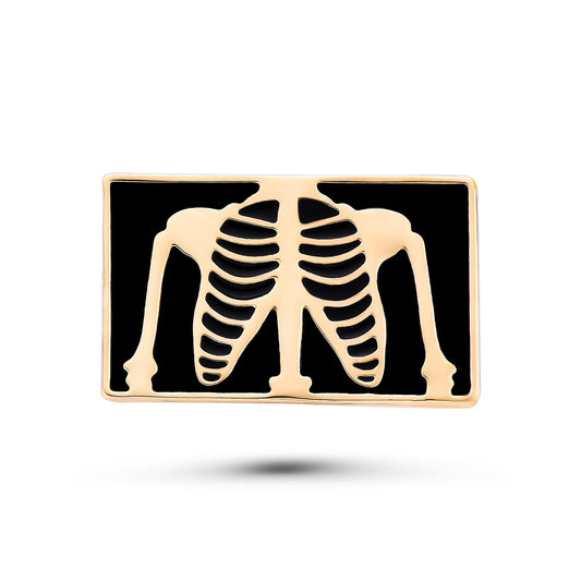 Dr's gift 14K Plated Golden Skeletal Anatomy Brooch Pin Backpack Lapel Badge Medical Jewelry for Anatomy Lovers Doctors Osteology Students Gifts