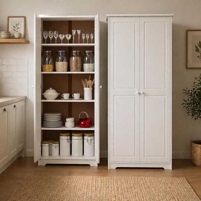 From the Tree Furniture Solid Pine Pantry Cabinet — 72" Tall White Kitchen