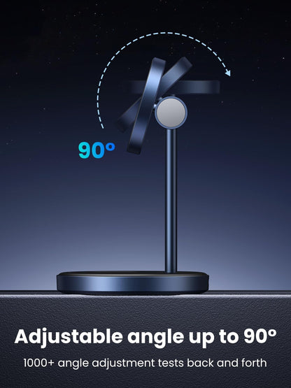 UGREEN MagFlow 2-in-1 Magnetic Wireless Charging Station, Fast Wireless Charger for iPhone 16 15 14 13 12 Series and AirPods, MagSafe Compatible Qi Charging Stand with 3 FT USB-C Cable (No AC Adapter)