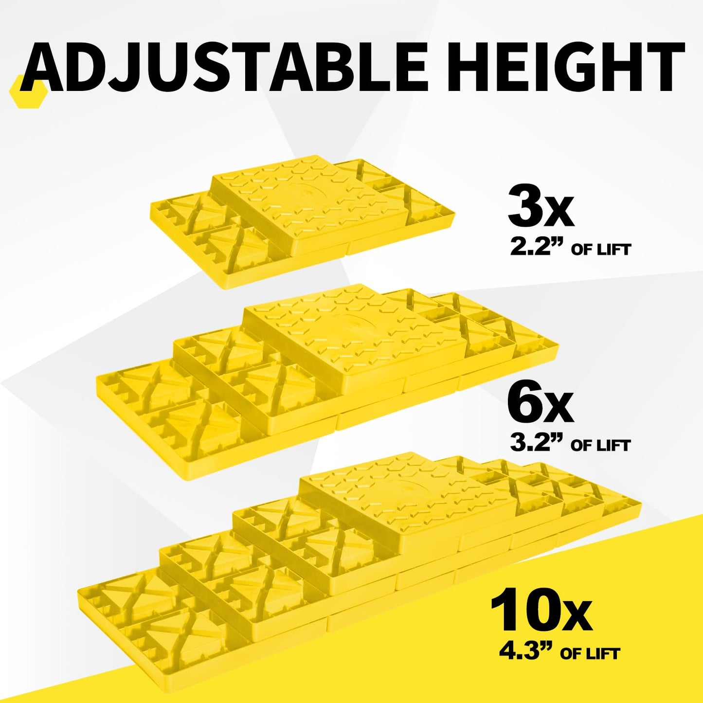 Keltrion 12 Pack Camper/RV Leveling Blocks Suitable for 4 Wheels Interlocking and Anti-Slip Design with Carrying Bag Heavy-Duty for Camper Travel Trailer Yellow