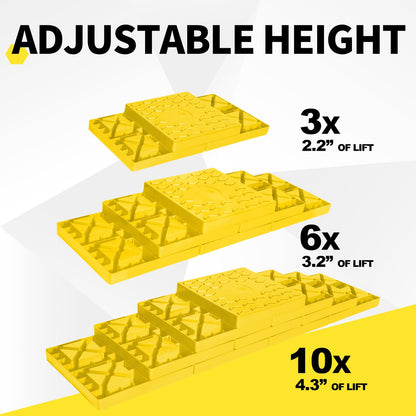 Keltrion 12 Pack Camper/RV Leveling Blocks Suitable for 4 Wheels Interlocking and Anti-Slip Design with Carrying Bag Heavy-Duty for Camper Travel Trailer Yellow