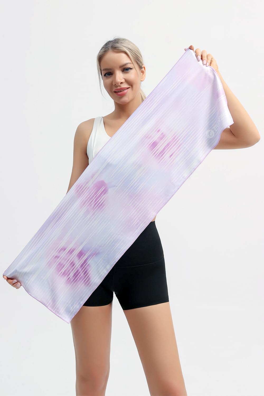 2 Pack Cooling Towel, Ice Towel for Neck, Soft Microfiber Chilly Towel Stay Cool for Sports, Yoga, Running, Gym, Workout, Biking, Camping & Outdoor Activities 40"x12", Green Wave& Lavender Mist Blooms