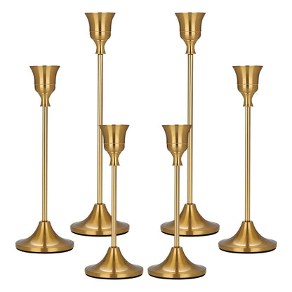 Candle Holder Brass Gold Candlestick Holders Set of 6, Metal Taper Candle Holders for Table Centerpiece Fits 3/4 inch Candles, Tall Candle Stands for Halloween Thanksgiving Christmas