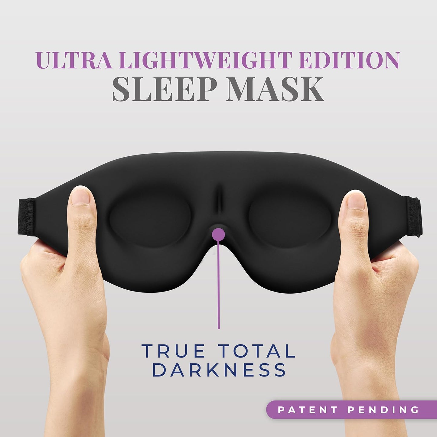 Sleep Mask [2 Pack] - Eye Mask for Sleeping - Patented, Contoured, 100% Blackout, Zero Pressure Sleeping Masks for Women and Men, Blindfold and Eye Covers - S2 Black