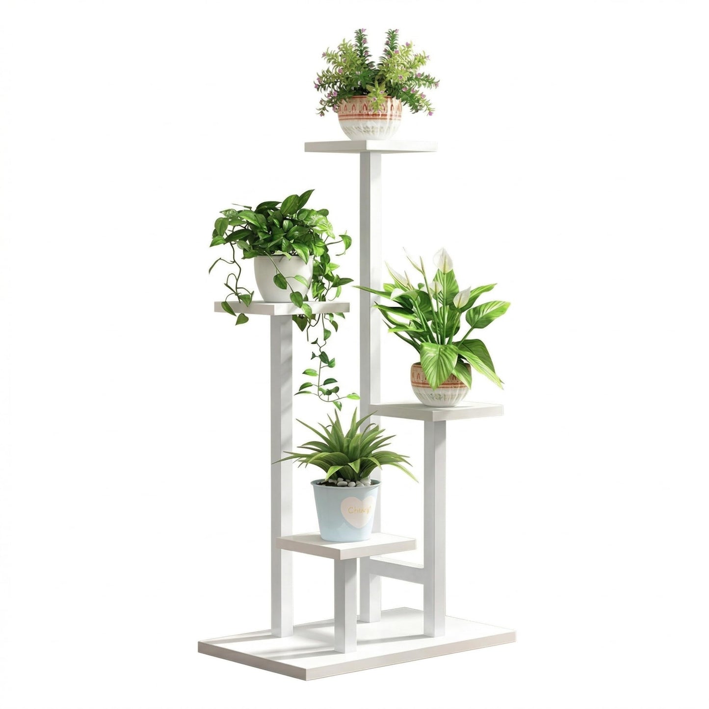 Kikbo 4-Tier Plant Stand Indoor, Tall Metal Plant Shelf for Multiple Plants, Corner Flower Pot Stand for Living Room, Balcony, Bedroom, Space Saving Plant Rack, White