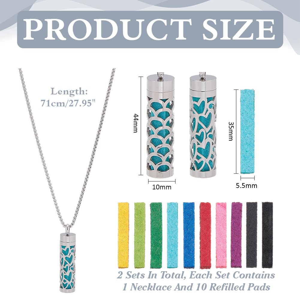 WADORN 2 Styles Essential Oil Diffuser Necklace for Women, Aromatherapy Aroma Diffuser Pendant with 20Pcs Pads Stainless Steel Scent Necklace Charms for Birthday Essential Oil Jewelry Gift