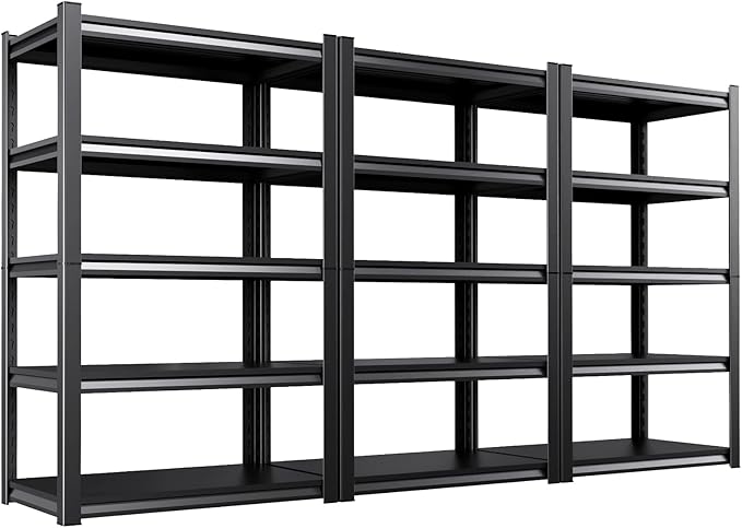 Set of 3 71"H-35"W Garage Shelving-2050LBS 5 Tier Storage Shelves,Adjustable Heavy Duty Metal Shelving Unit and Storage Large Rack,Utility Steel Shelf For Shop Warehouse Industrial Pantry 71"x35"x16"