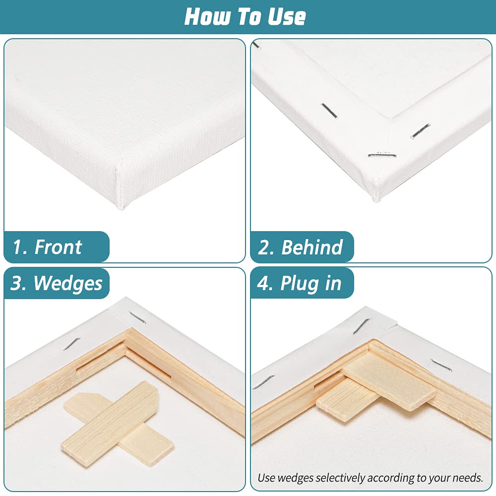 Blank Canvas Boards for Painting, Set of 8 Art Square Canvas Frame Panels, Board Stretcher Academy Acrylic Oil Water Painting, Stretched Wooden Frames, 100% Cotton, Canvases for Kids & Artist