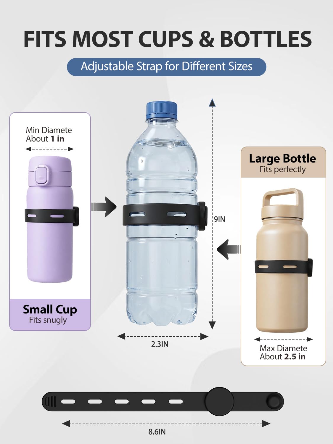 Duseu Magnetic Gym Water Bottle Holder, Adjustable Magnetic Tumbler Holder for Bottles, Magnets Cup Holder, Space Saving Organizer