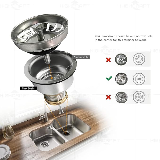 Highcraft 9754 Kitchen Sink Stainless Steel Drain Assembly