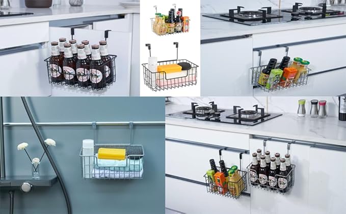 Wire Hanging Storage Basket 2 Packs, Wall Mounted Kitchen Bathroom Storage