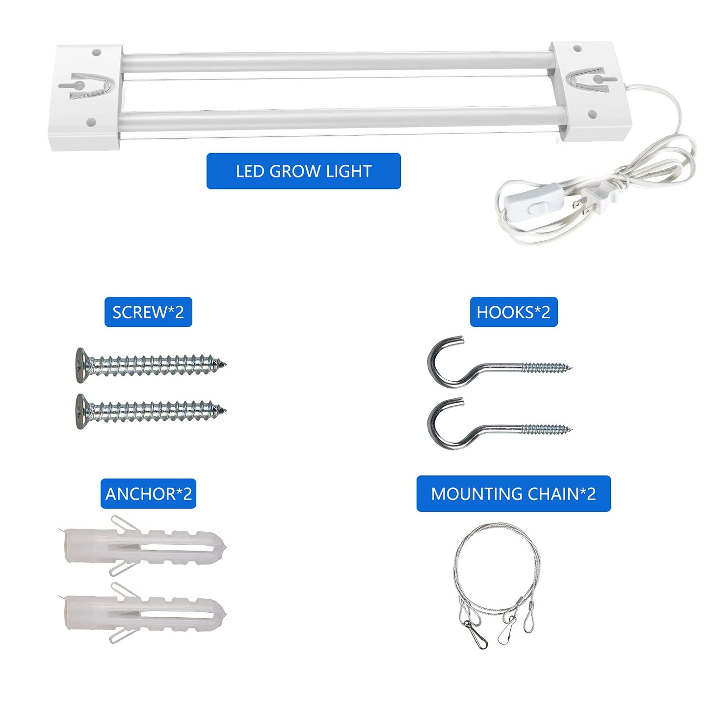 METRYEE LED Grow Lights 16W Full Spectrum Integrated Growing Lamp Lighting Fixtures with High PPFD for Greenhouse Hydroponic Indoor Plant Seedling Veg and Flower