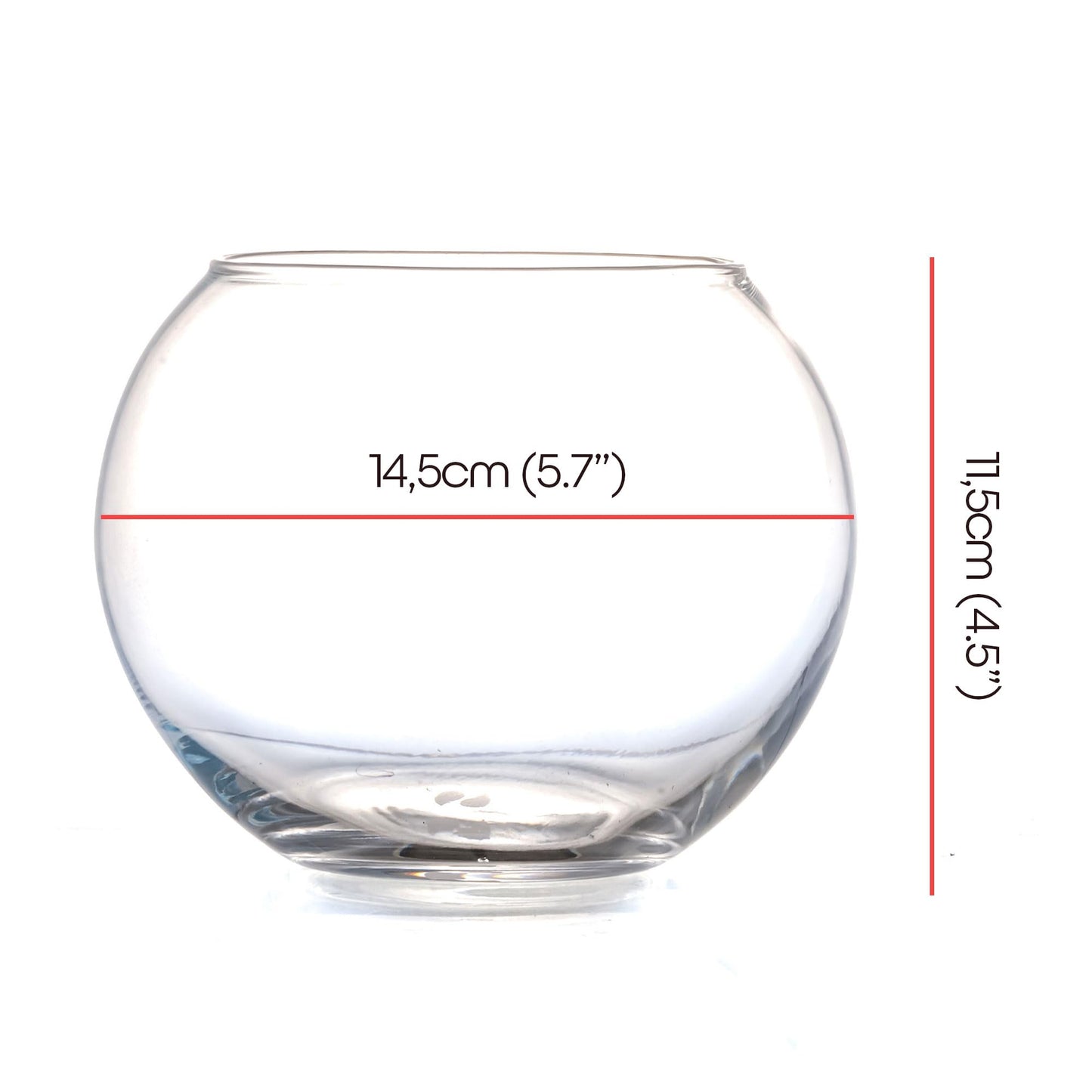 Glass Fish Bowl, Decorative Glass Bowl, Round Vase for Flowers and Decoration, Bowl for Sand Candles, Terrarium Bowl, Sphere Vase (5.7x4.5 inches)