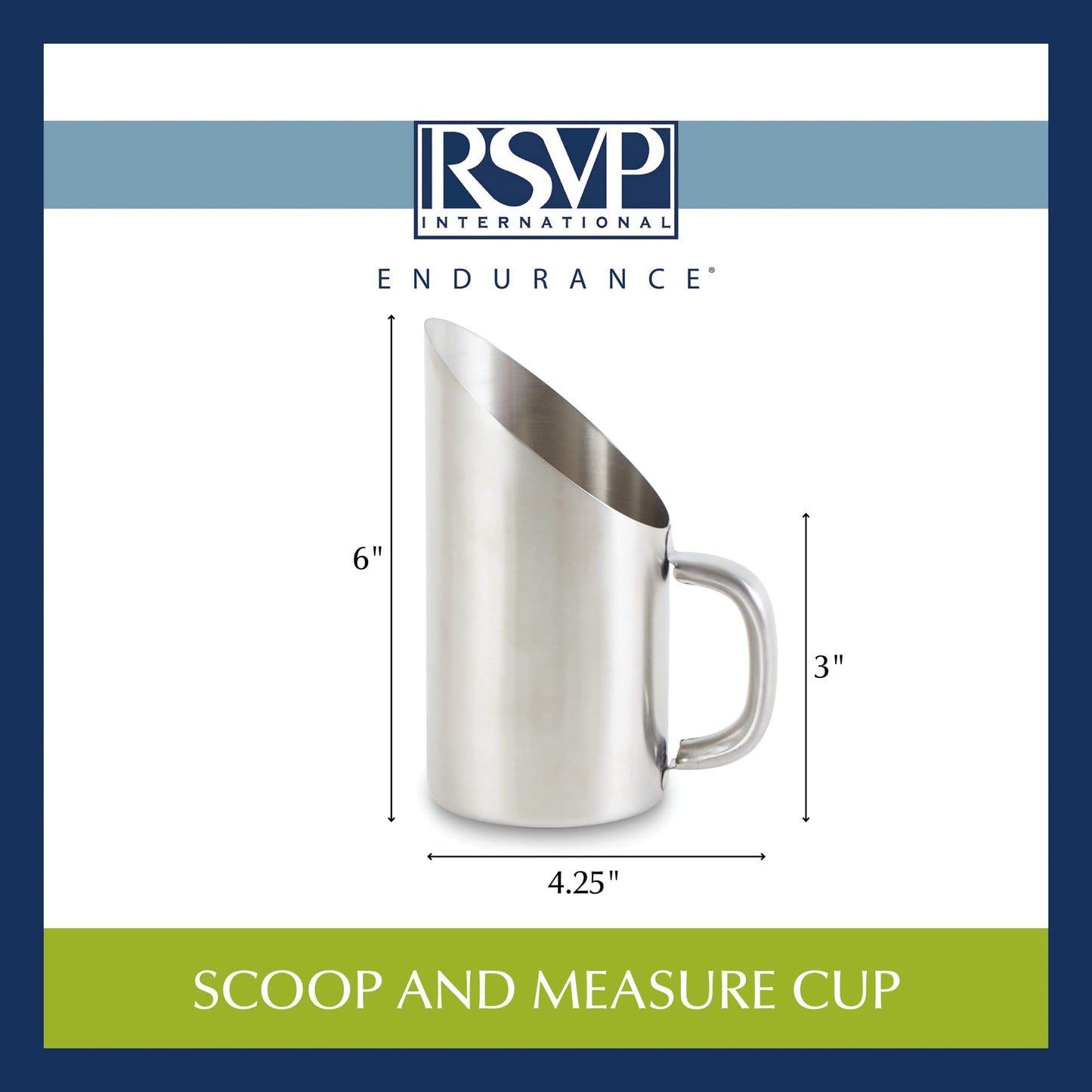 RSVP International Endurance Kitchen Collection Measuring Tools, Dishwasher Safe, Scoop & Measure, Stainless Steel