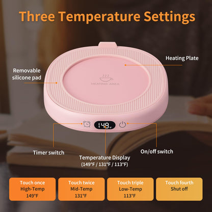 Coffee Mug Warmer & You are Awesome Mug Set, Electric Cup Warmer for Desk, Beverage Warmer with 3 Temperature Setting, 8-Hours Auto Shut Off