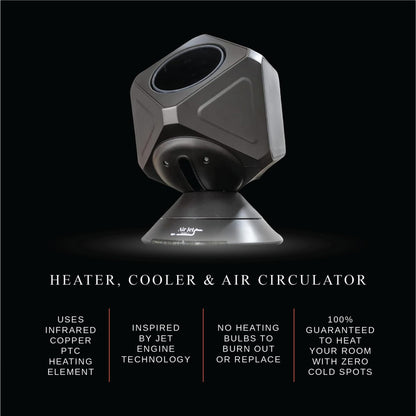 Norviera Air Jet Series-1 Cooling Fan with Heater – 10-Speed Powerful Fan for Summer, Built-in Heat for Year-Round Use | 5 Modes | Adjustable Thermostat (40–90°F)