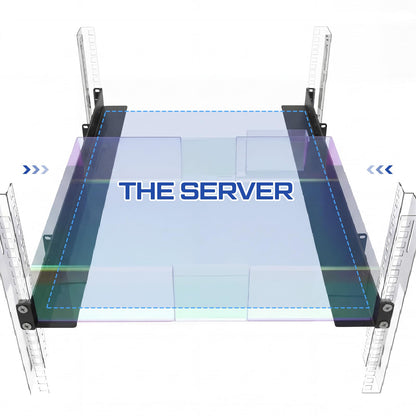 Shimeyao 1 Set 1U Rack Mount Rails Universal 4 Post Server Rack Rail Shelf 24-36 Inch Adjustable Depth 220 lb Capacity for 1U Server Shelf Computer Cabinets Network Equipment IT Accessories