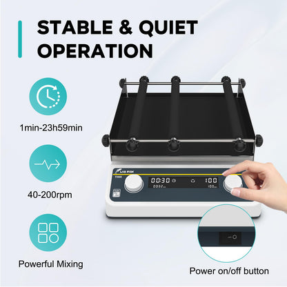 LAB FISH Digital Orbital Shaker, 40-200 RPM Lab Shaker with Timer, 9.85x9.85 Inch Platform, 2KG Capacity, for Chemical & Biological Mixing, Culturing