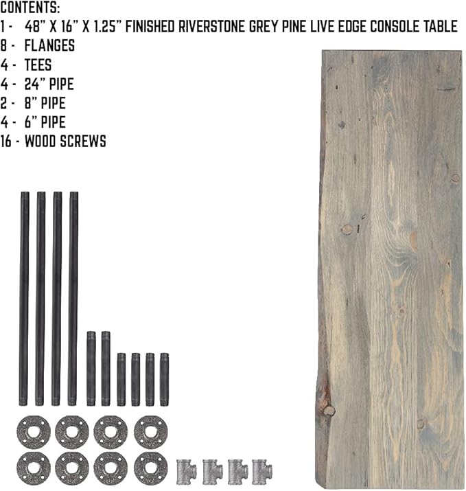 Restore by Pipe DÉCOR Live Edge Wood Console Table 48 in. x 16 in. x 34 in.