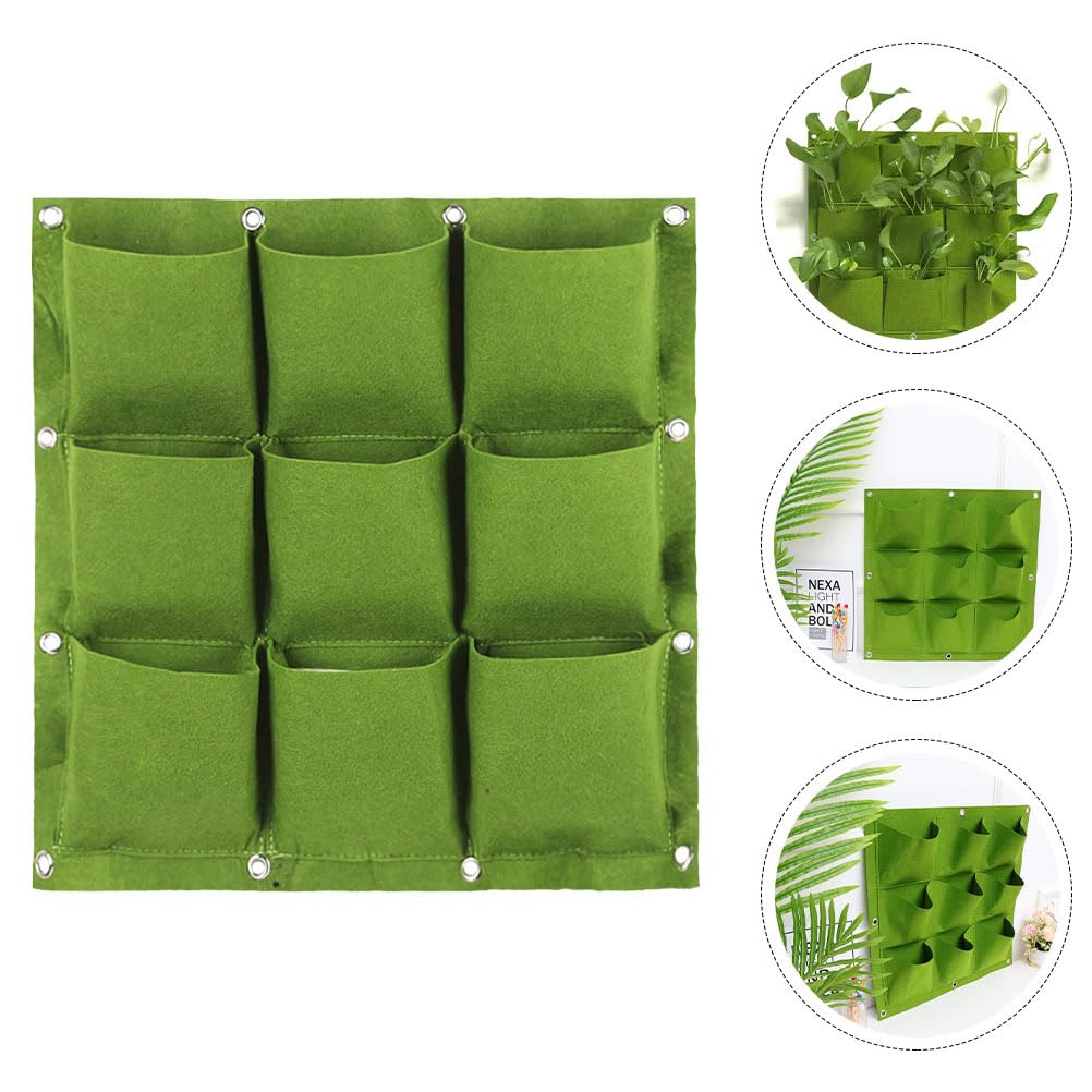 VINTORKY Vertical Hanging Wall Planter with with 9 Pockets Wall Mounted Felt Planters for Flowers Herbs and Succulents Space Saving