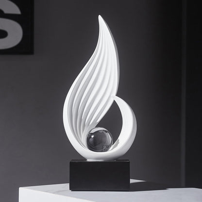 FJS Home Decor Modern White Statue Living Room Decor, Resin Shelf Decor Accents, Abstract Art Sculptures Decorations for Bookshelf Dining Room Office Coffee Table TV Stand