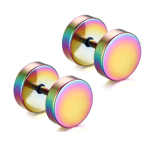 Xusamss Punk Body Piercing Titanium Steel Round Barbell Stud Earrings