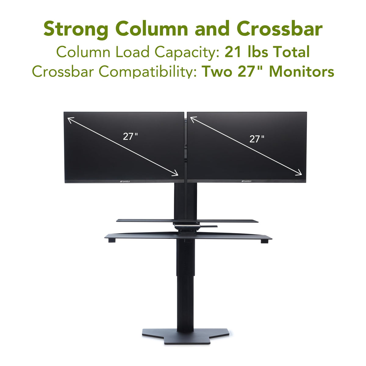 Perfect POSTURE Sit2Stand Standing Desk Converter with Dual Monitor Mount – 18” Height Adjustable Sit-Stand Workstation – White
