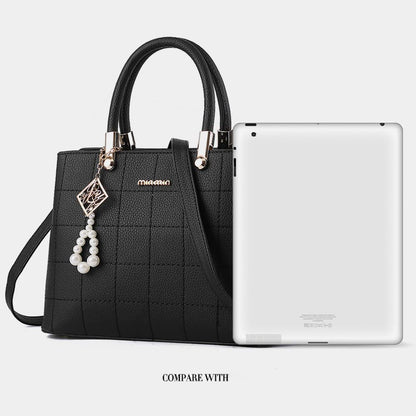 BestoU Women Handbag Shoulder Bag Fashion Ladies PU Leather Tote Messenger Bag with Plush Ball（Upgraded Version）(Black)