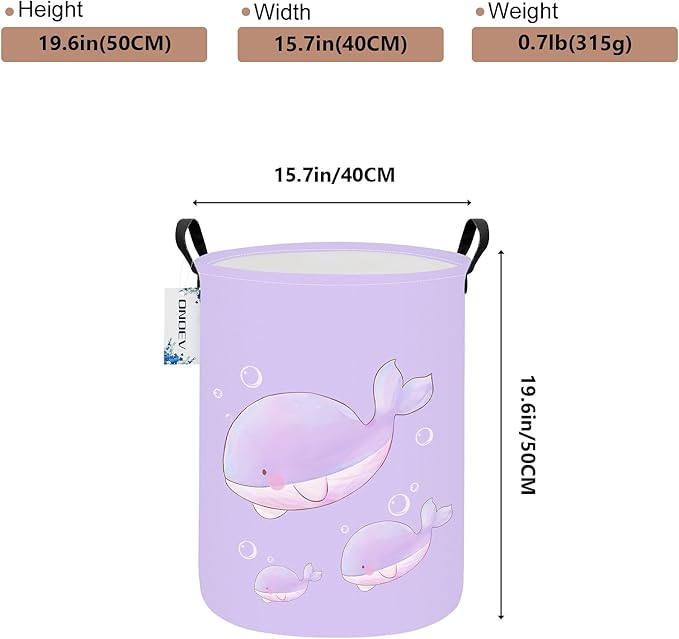 Round Foldable Girls' Storage Basket Kids Laundry Hamper Purple Gift Basket