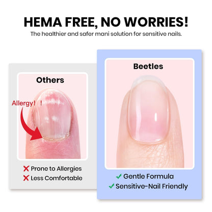 Beetles Gel Nail Extension Kit Almond Shape, Easy 9 in 1 Glue Uv Led Set Etch X Nail Tips Short Almond Half Matte Tips, Gift for Women & Girls, 504 pcs