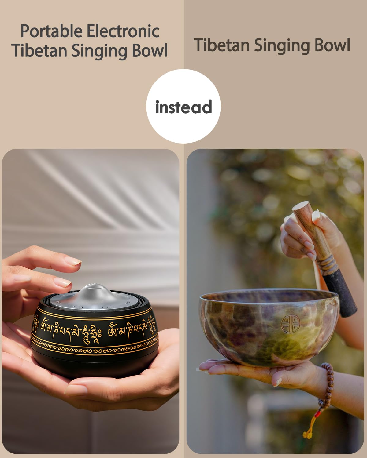 Portable Electronic Tibetan Singing Bowl, 8 Chakra Modes with 8 Chakra Cycle Play Mode, Auto/Manual Mode, Vibration & Built-in Timer, USB-C Rechargeable Meditation Device for Yoga, Reiki, Relaxation