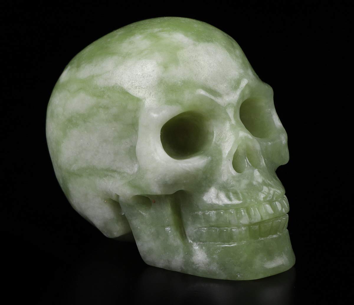 Skullis 2.0" Chinese Picasso Crystal Skull, Hand Carved Gemstone Fine Art Sculpture, Reiki Healing Stone Statue.1027