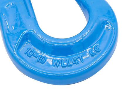 Mytee Products 2 Pack 3/8" G100 Eye Sling Hook with Safety Latch for Lifting & Rigging | 8,800 LBS WLL 35,200 LBS Break Strength | Fits G100 1/2" Chains Wire Ropes Slings Blue Alloy Steel ASME B30.29