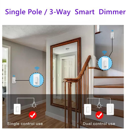 Nexete Smart Wi-Fi Double Light Switch, 2 in1 Single Pole Switch Compatible with Alexa Google Assistant & IFTTT,Remote Control, Timing Function No Hub Required (1-Pack Double)