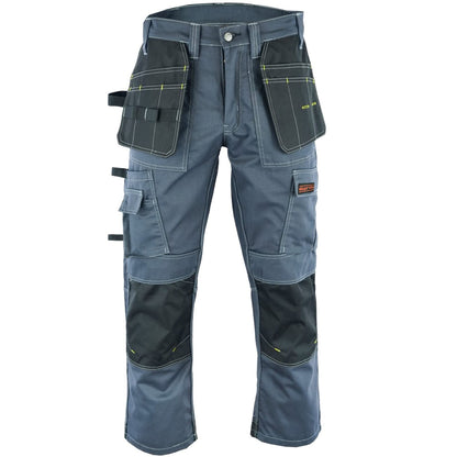 WrightFits Men Pro Builder Work Trousers Grey - Heavy Duty Safety Combat Cargo Pants - Multi Pockets - Knee Pad Pockets - Triple Stitched - Durable Workwear (30W to 42W) (32W X 31L)