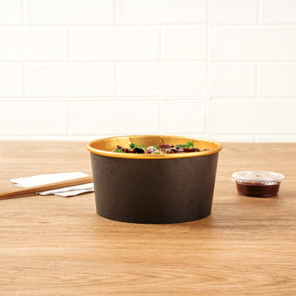 Foil Lux 33.4 OZ Take Out Containers, 200 Insulated Foil Lining Food Containers - Greaseproof, Black And Gold Paper To Go Food Containers, For Hot Or Cold Foods, Lids Sold Separately - Restaurantware