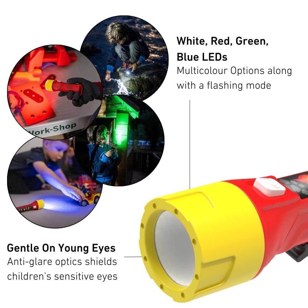 Ledlenser KidBEAM4 Kids Torch, 4 Colour LED AAA Battery Fireman Flashlight, Lightweight 72g, Inc Pocket Clip, Auto Shut Off Feature, Excellent for Reading, Camping & Night Time Fun, Gift for Children