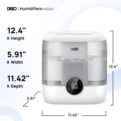 Dreo Smart Humidifiers for Bedroom, 6L Top Fill Supersized Cool Mist Humidifier for Large Room, 60 Hour Runtime, Quiet Ultrasonic Humidifier for Plants, Baby, Indoor, Home, Night Light, Black