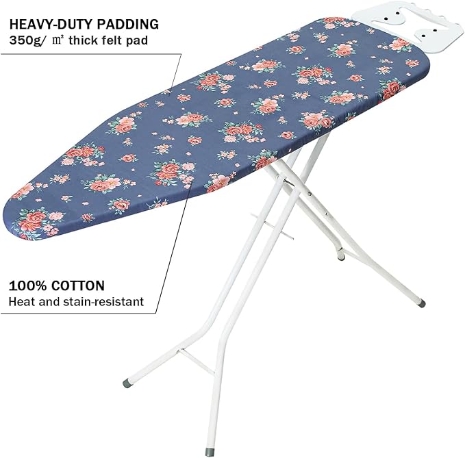 Ironing Board Cover and Pad Standard Size 15" x 54", 3 Pairs of Hook and Loop