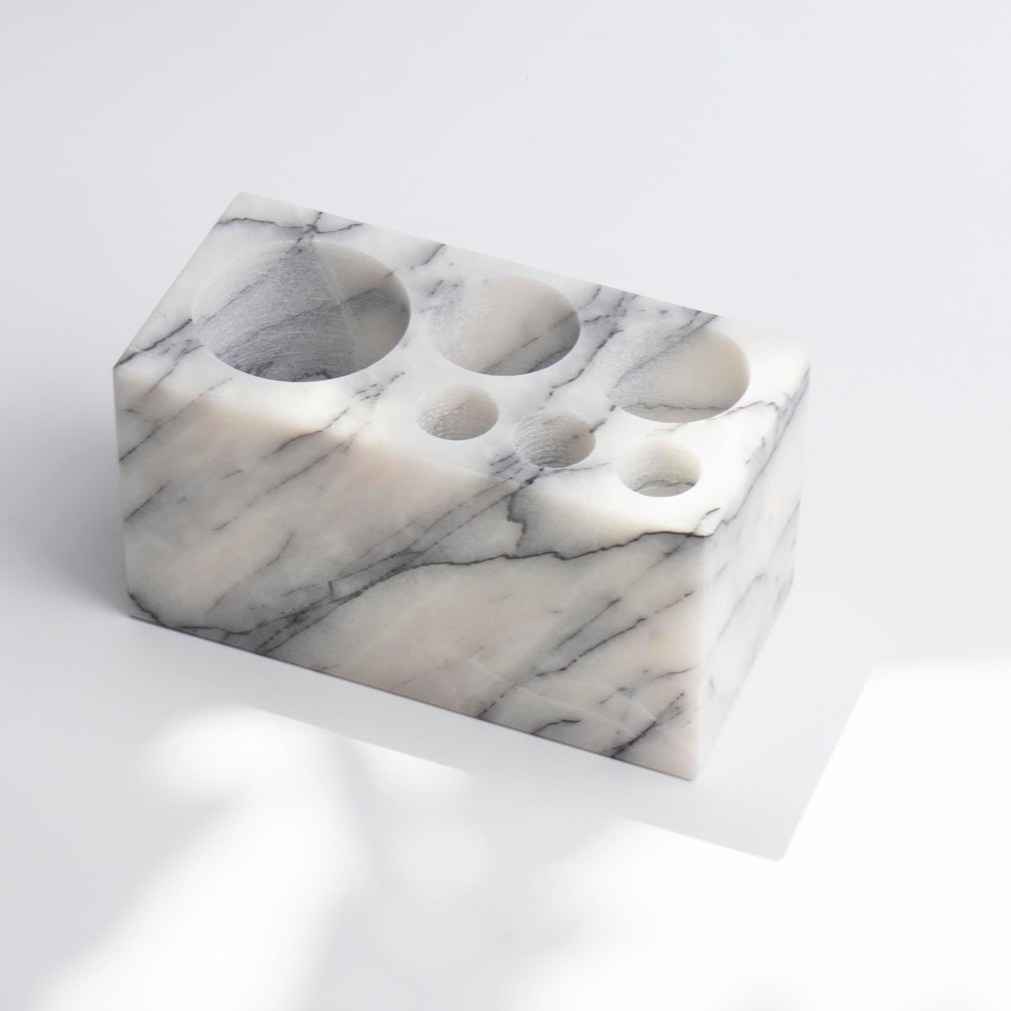 Natural Marble Stone 6-Hole Base Bathroom Holder Storage Rack for Electric Toothbrush/Toothbrush/Toothpaste (Carrara Marble)