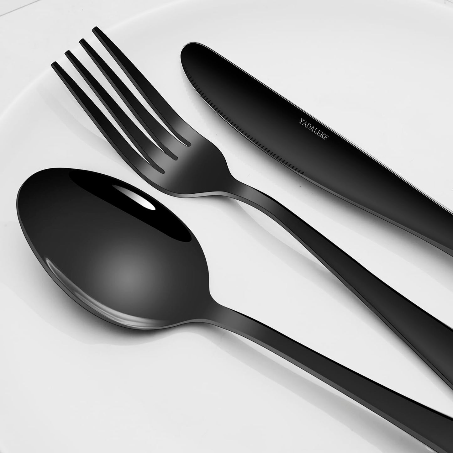 YADALEKF Black Silverware Set,Satin Finish 40-Piece Stainless Steel Flatware Set for 8, Kitchen Eating Utensil,Cutlery Tableware Set Includes Forks Spoons Knives, Dishwasher Safe
