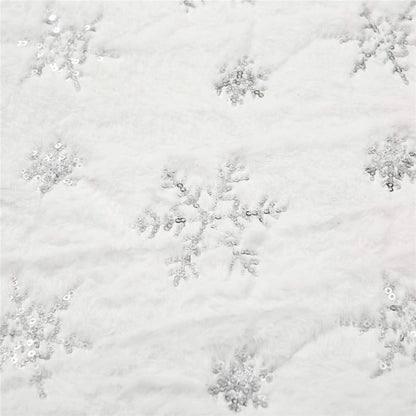 Christmas Sequin Tree Skirt 36in,White Soft Thick with Silver Snowflakes Decorations for 5FT 6FT 7FT Xmas Tree