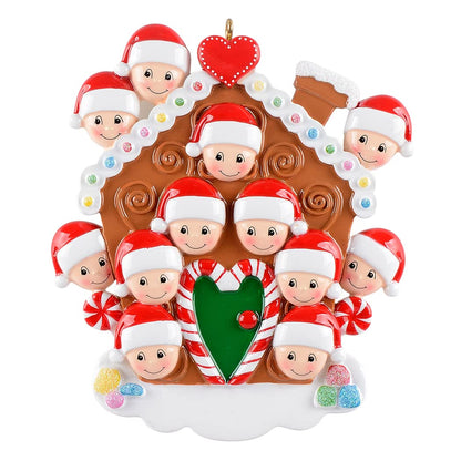 Personalized Large Family Christmas Ornament 2026 - Gingerbread House Family of 12 Christmas Ornament, Sweet Candy Cane Tree Decoration Gift for Grandchildren, Grandparents, and Holiday Celebration