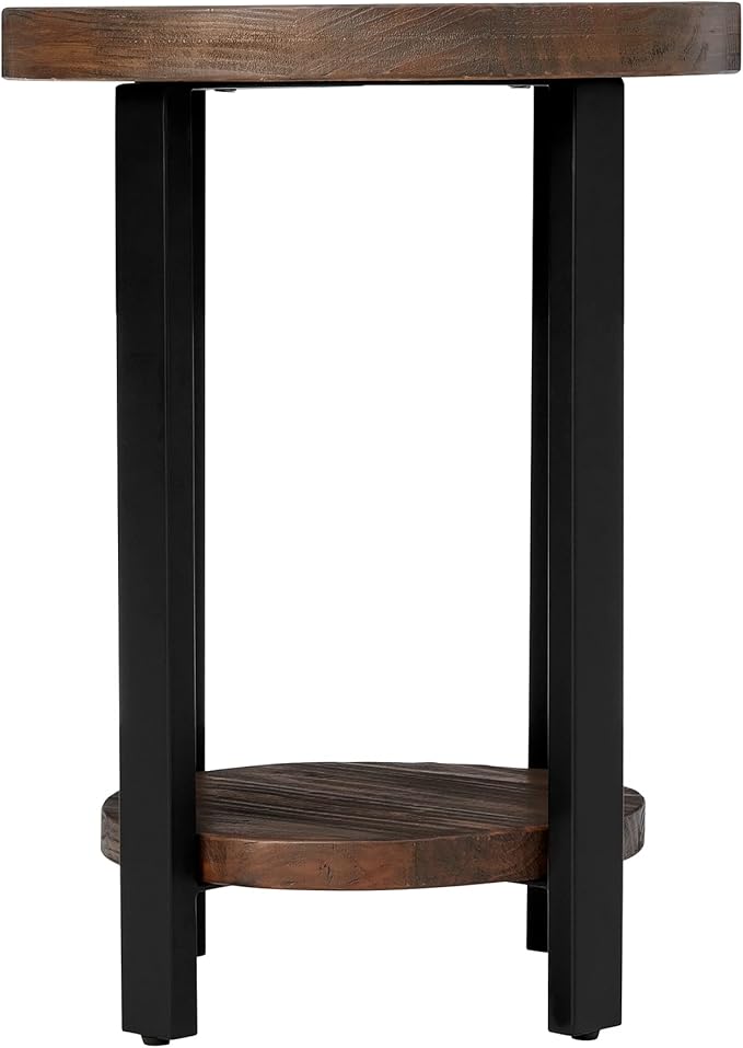 Alaterre Furniture Pomona Living Room 2-Tier Solid Wood Small Round End Table