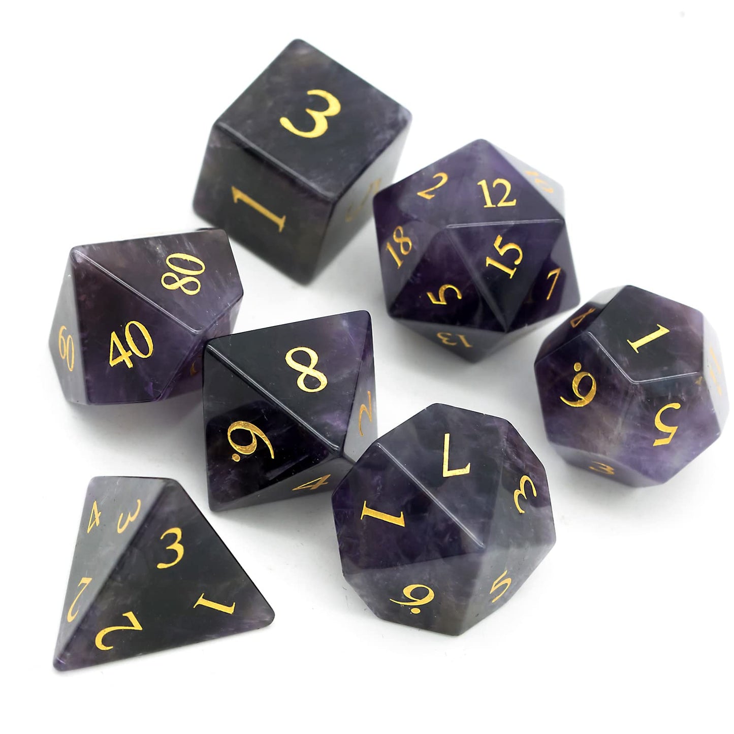 UDIXI Amethyst Gemstone Dice Set D&D, Crystal Stone DND Dice with Gift Case for Role Playing Games Tabletop Games