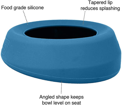 Kurgo Splash Free Wander Water Bowl, Dog Travel Bowl, Prevents Spilling, Holds 710ml, Coastal Blue