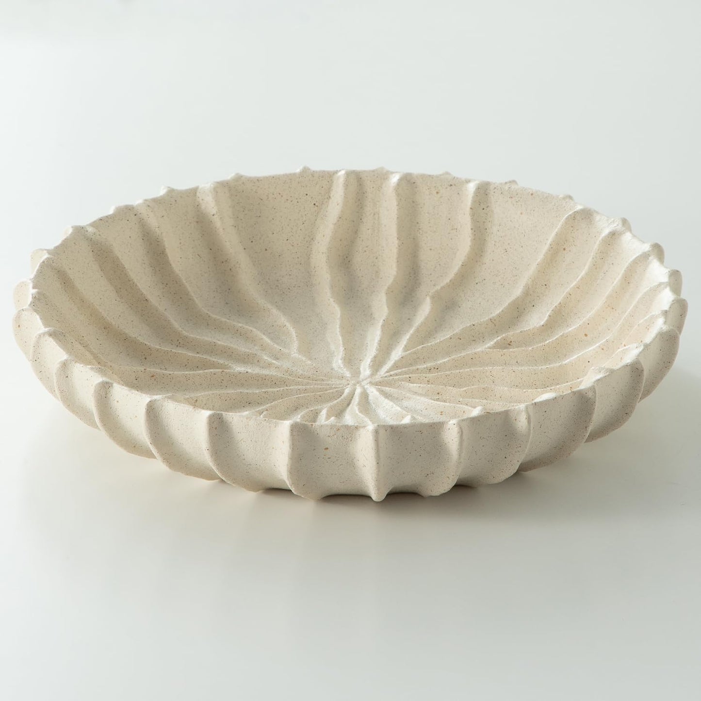 Dneuoir Large Decorative Bowl Fruit Bowl for Kitchen Counter, Resin Modern Decorative Tray for Home Decor, Key Bowl for Entry Table, Shelf, 11.2 Inch (Beige)